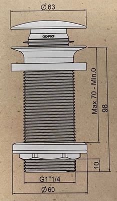 Bonde de lavabo clic-clac sans trop-plein blanche 100 mm ROUSSEAU SANITAIRE