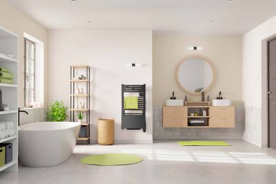 Sèche-serviettes soufflant à inertie fluide connecté ACTIBAIN 1500W gris - NOIROT