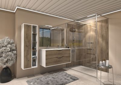 Colonne de salle de bains Frenchart 45 x 140 x 30 cm panneau de particules blanc et pitaya - CONCILIO