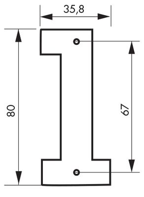 Chiffre 1 à visser hauteur 80 mm noir THIRARD