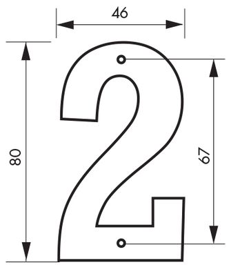 Chiffre 2 à visser hauteur 80 mm noir THIRARD