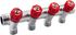 Distributeur mâle femelle 20/27 (3/4) avec 4 départs 15/21 (1/2) + vannes rouges