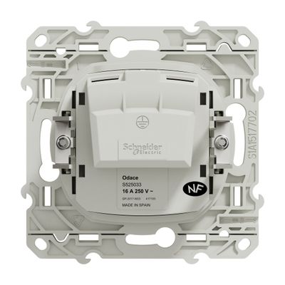 Prise 2 pôles sans terre blanc Odace 2011 SCHNEIDER ELECTRIC