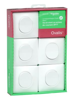 5 interrupteurs ou va-et-vient complet blanc - Ovalis SCHNEIDER ELECTRIC