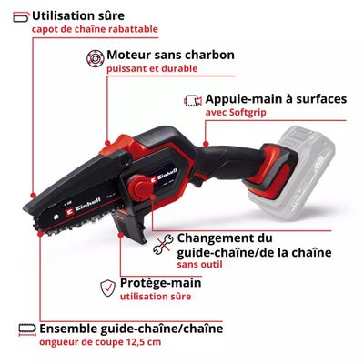 Elagueur à main à batterie 18 V guide 15 cm GE-PS Li BL EINHELL