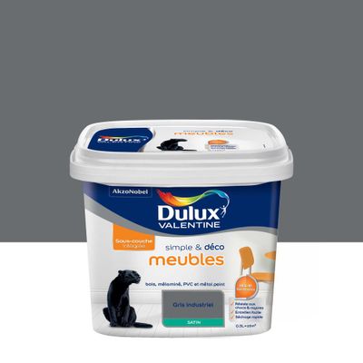 Peinture pour meubles simple & déco Gris Industriel Satin 0,5 L DULUX VALENTINE