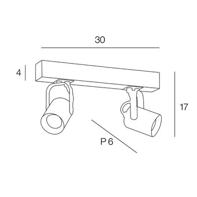 Réglette bois/ noir E27 2X40W IDAHO COREP