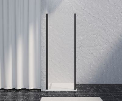 Paroi de douche latérale fixe 90x200 cm profilé noir verre transparent 8 mm Signature - OCEA