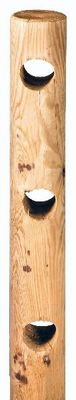 Poteau intermédiaire clôture bois ranch 3 perçages pin traité autoclave - Ø140 x 2000 mm - HENRY TIMBER