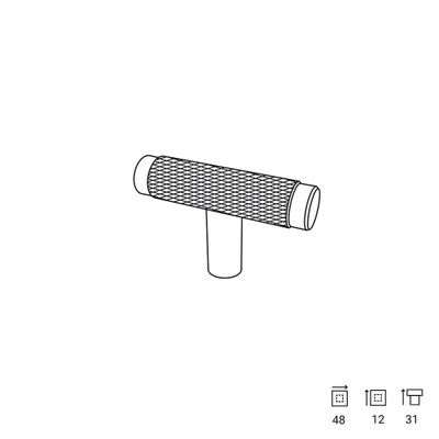 Bouton de meuble en T aluminium doré mat 48 x 12 mm REI