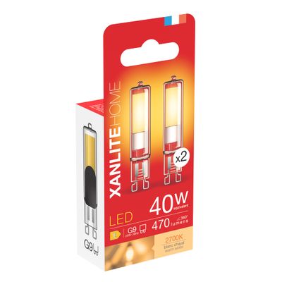 Lot de 2 ampoules LED G9 3,7W = 470 lumens blanc chaud - XANLITE