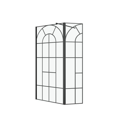Paroi de douche à l'italienne avec déflecteur 90+40x195 cm profilé noir verre sérigraphié 5 mm Garden - AURLANE