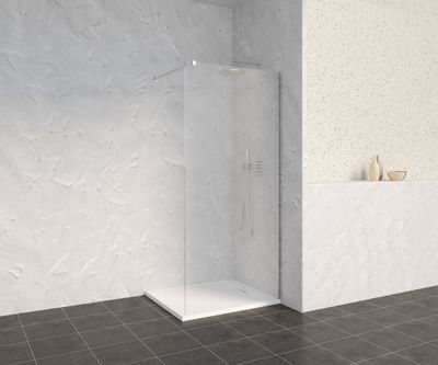 Paroi de douche à l'italienne 90x200 cm profilé chrome verre transparent 8 mm Signature - OCEA