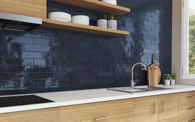 Faïence murale effet zellige bleu rectangulaire GEMSTONE ép 9 mm 7,5 x 30 cm 0,63 pqt/m² BALDOCER