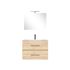 Meuble de salle de bains suspendu bois L 80 cm 2 tiroirs avec vasque et miroir Volta