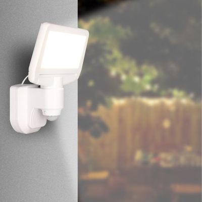 Projecteur extérieur LED solaire + détecteur de mouvements Prisma blanc IP44 1000 lumens blanc neutre - ARLUX
