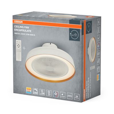 Ventilateur de plafond silencieux avec lumière LED + télécommande Blanc Ø49cm - OSRAM