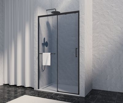 Porte de douche coulissante 120x200 cm profilé noir verre fumé 8 mm Signature - OCEA