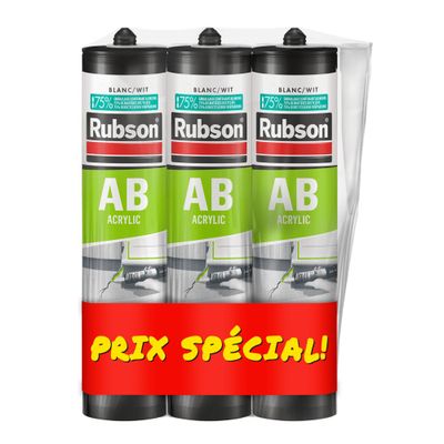 Mastic Colle Acrylique Bâtiment Blanc 300 ml par 3 RUBSON