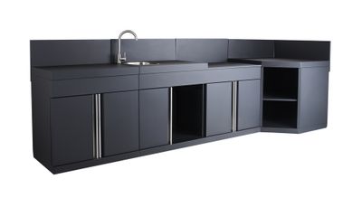Elément de cuisine extérieure avec évier et porte simple 83 x 60 x 90 cm - BRASERO
