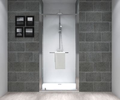 Porte de douche pivotante 100x195 cm profilé chrome verre sérigraphié 6 mm Serenity - OCEA