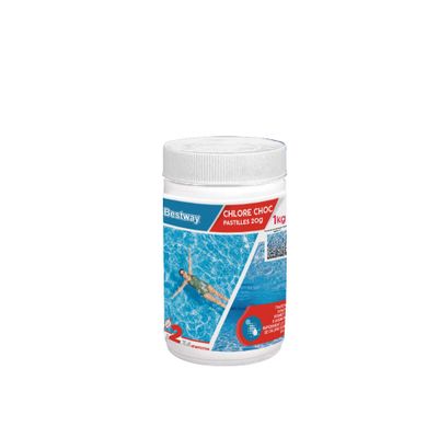 Chlore choc piscine - pastilles 20g seau 1kg BESTWAY
