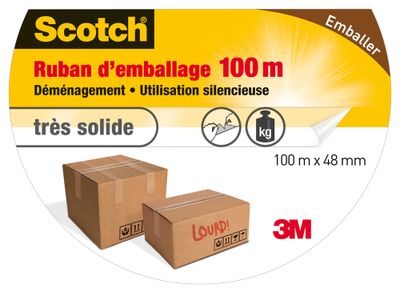 Ruban adhésidf d'emballage transparent 100 m x 48 mm - 3M