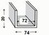 Nez de cloison PVC anthracite 20 x 74 x 20 mm 2,60 m CQFD