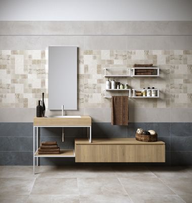 Faïence murale intérieur effet ciment CRETE indigo ép 8.3 mm 25 x 75 cm paquet 1,50 m² HERBERIA