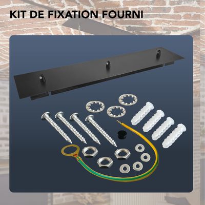 Plafonnier métal 12x55 cm noir 3 sorties - TIBELEC