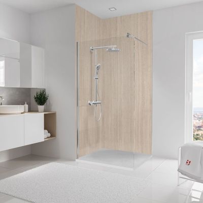 Panneaux muraux de douche 100+100x255 cm travertin romain DécoDesign Décor - SCHULTE