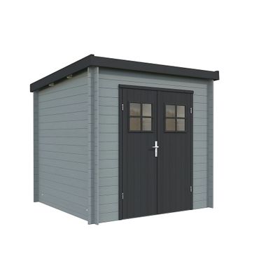 Abri de jardin en bois peint gris Zoé 2 - ép.19 mm - 4,8 m² hors-tout - Livraison à domicile incluse - WHITE WOOD