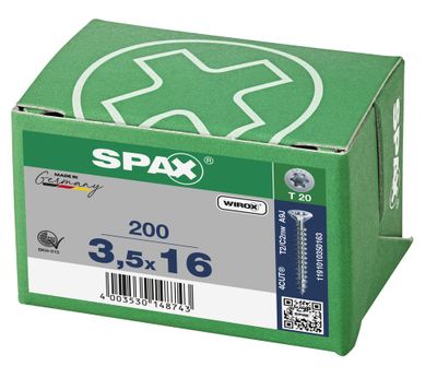 Vis tête fraisée T-star 3,5 x 16 mm par 200 SPAX