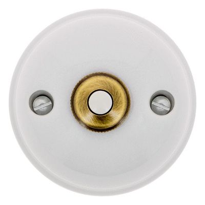 Bouton poussoir en saillie rétro porcelaine blanche - Garby FONTINI