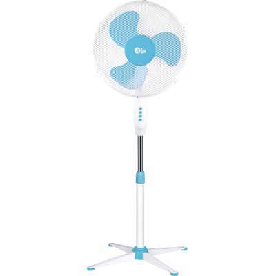 Ventilateur sur pied 3 vitesses puissance 60W diamètre 40cm blanc/bleu - EUREM
