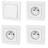 Lot de 3 prises 2 pôles + terre 16A et 1 interrupteur blanc - Nova