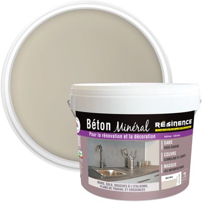 Enduit décoration béton minéral gris perle 6 kg - RESINENCE