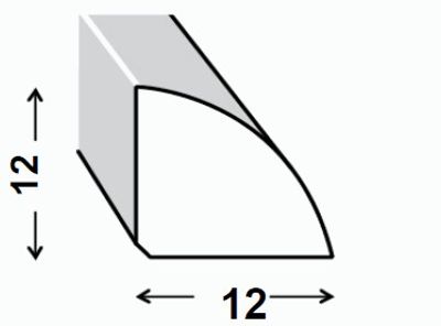 Profilé 1/4 rond PVC anthracite 12 x 12 mm 2,60 m CQFD