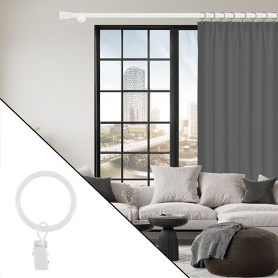 Anneaux avec pince en métal diam 42 diam Finition Blanc brillant par 6 - MOBOIS