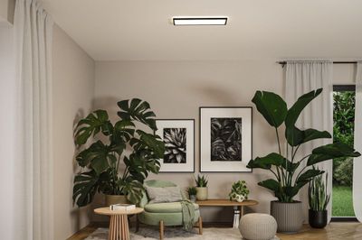 Plafonnier LED salle de bain IP44 2030 lumens lumière blanc variable 56x20cm Noir - Atria Shine PAULMANN