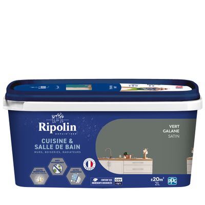 Peinture Cuisine & Bain Vert Galane 2 L - RIPOLIN