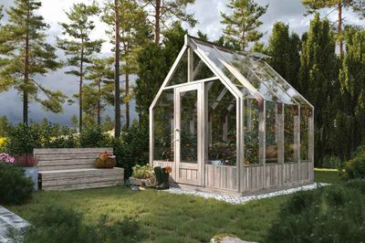 Serre de jardin Palmako Emilia en bois autoclave & verre trempé - 5,4 m², Livraison à domicile incluse - PALMAKO