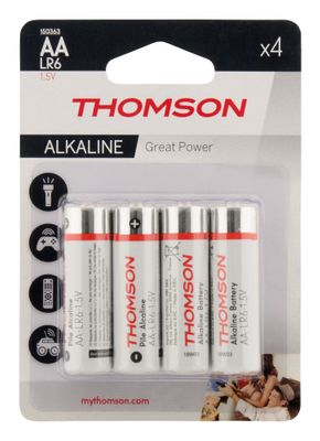 Lot de 4 piles alcalines AA ou LR06 - THOMSON