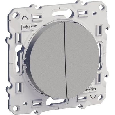 Double Interrupteur va-et-vient aluminium - Odace 2011 SCHNEIDER ELECTRIC
