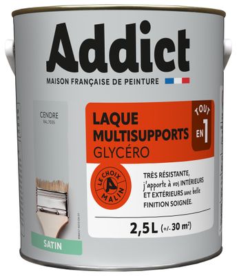 Laque Multisupports Satin 2,5 L cendre Ral 7035 - ADDICT