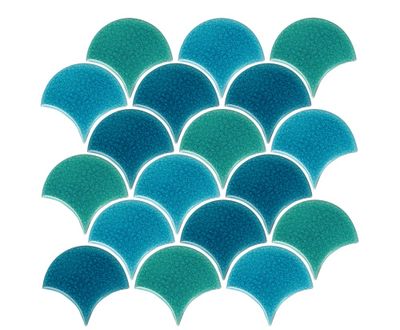 Mosaïque sol/mur intérieur écaille de poisson mix bleu/vert SCALE 30,2 x 29,4 cm vendu à l'unité DISTRIMAT