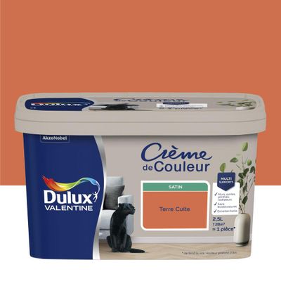 Peinture crème de couleur satin terre cuite 2,5 L - DULUX VALENTINE