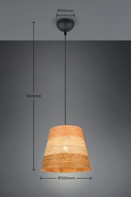 Suspension E27 Ø30 cm Joeline fil de papier naturel 10W - CASALUM