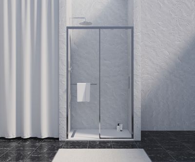 Porte de douche coulissante 100x200 cm profilé chrome verre transparent 8 mm Signature - OCEA