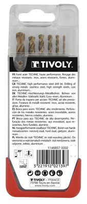 Forets à métaux Technic gradués diamètre 2 à 8 mm par 5 TIVOLY